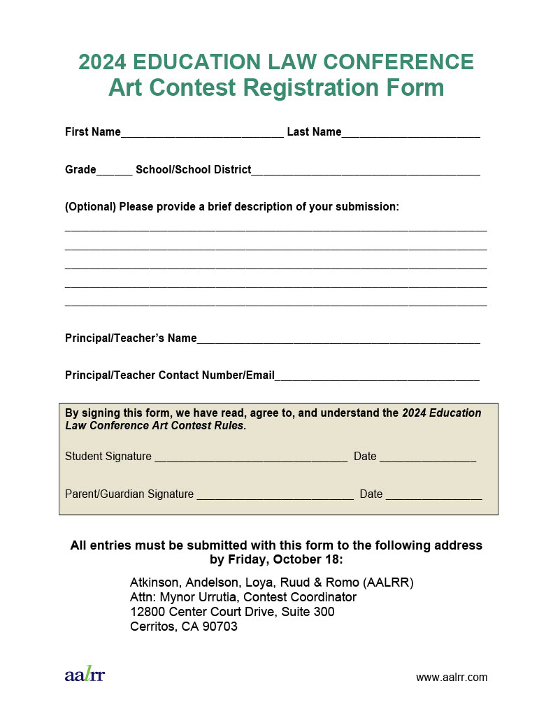 2024 Art Contest Registration Form